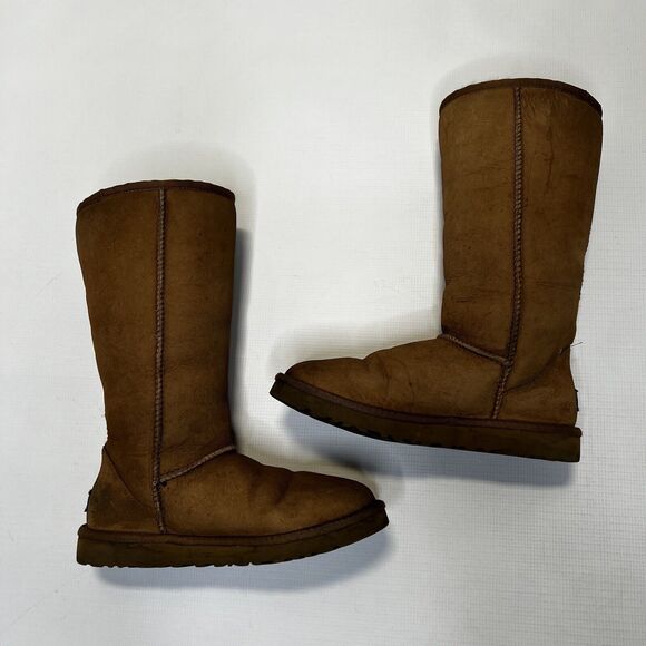 UGG Classic Tall Boot Chestnut Suede Sheepskin Shearling (SN 5815) Size 7 - Picture 3 of 16